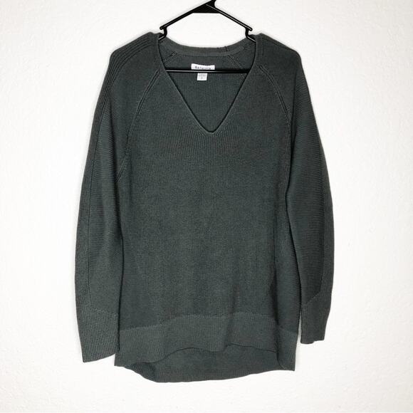 Athleta Sweaters - Athleta gray v neck chunky knit merino wool blend sweater tunic size Small